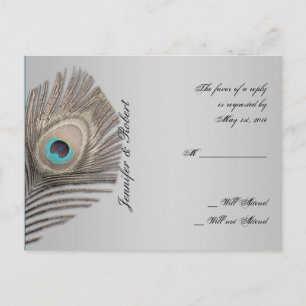 Silver Elegance Peacock UAWG Postcard Einladungspostkarte