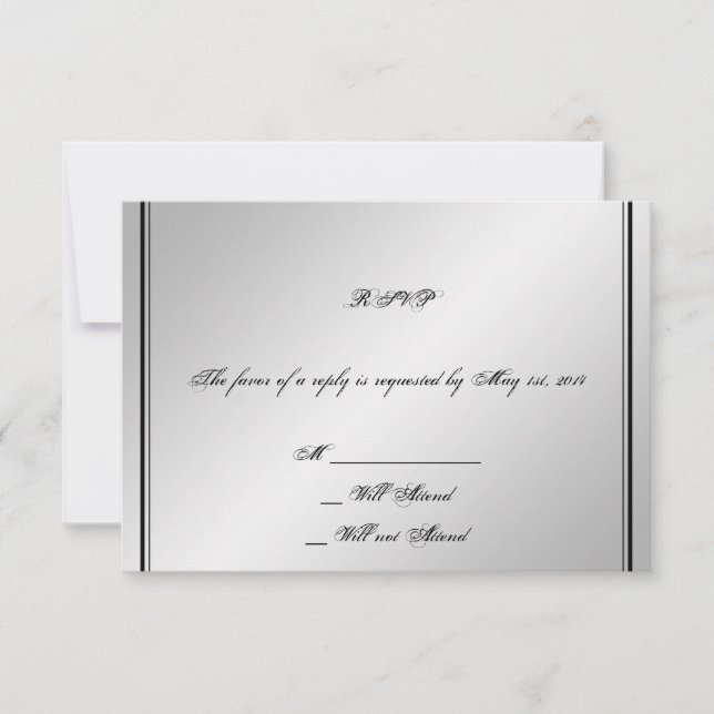 Silver Elegance Wedding Response Card RSVP Karte (Vorderseite)