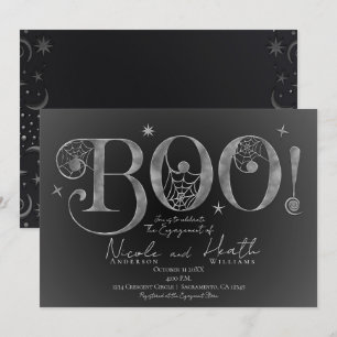 Silver Elegant BOO Magische Halloween-Verlobung   Einladung