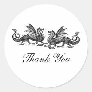 Silver Elegant Dragons Danke Stickers