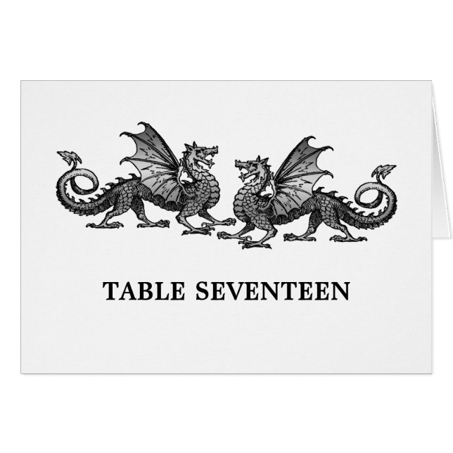 Silver Elegant Dragons Tischnummer Card (Vorderseite (Horizontal))