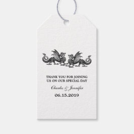 Silver Elegant Dragons Wedding Gift Tags Geschenkanhänger