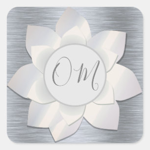 Silver Elegant Lotus OM Quadratischer Aufkleber