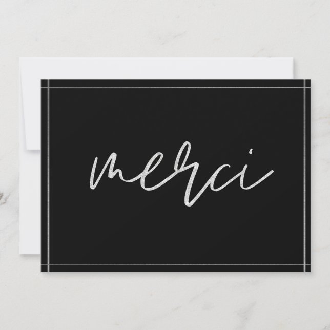 Silver Elegant Merci Custom Vielen Dank Karten (Vorderseite)