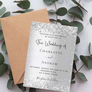 Silver elegante Glitzern schreiben Hochzeit Einladung