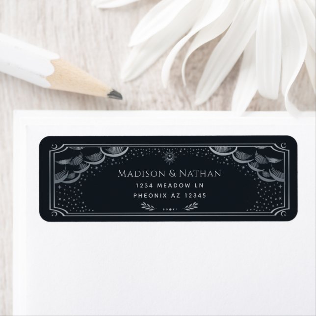 Silver Elegante Tarot Wedding Label (Insitu)