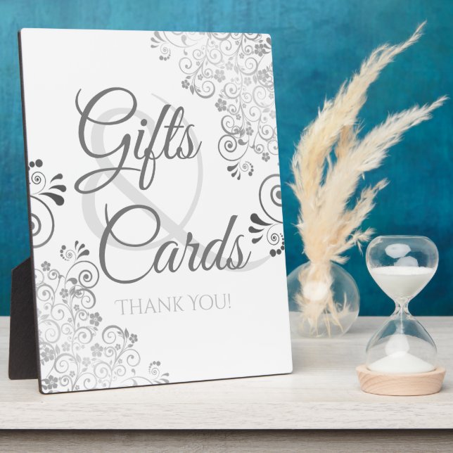 Silver Elegante Wedding Gifts & Cards Plaque Sign Fotoplatte (Seite)