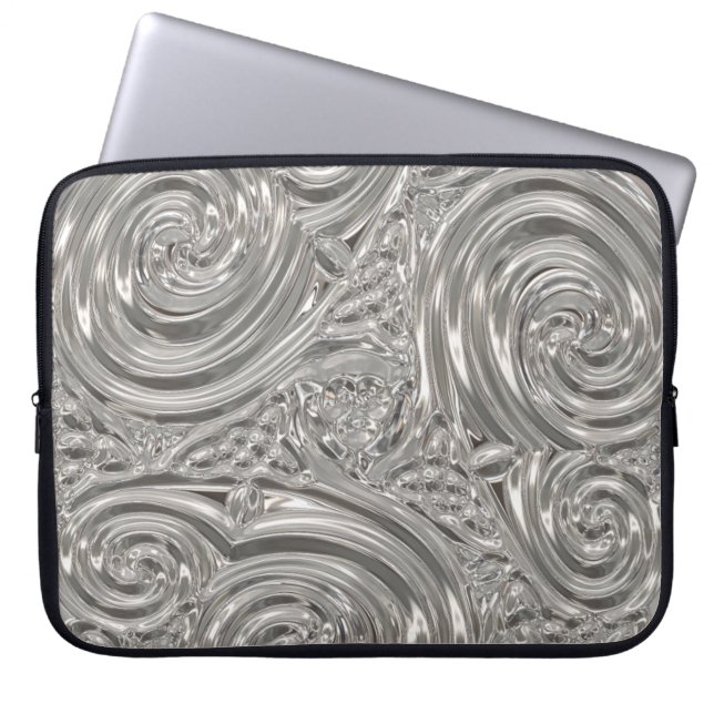 Silver eleganter viktorianischer Jugendstil Laptopschutzhülle (Vorderseite)