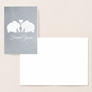 Silver Elephant Couple mit Herz für immer Folienkarte