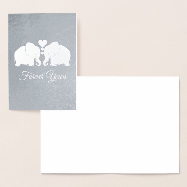 Silver Elephant Couple mit Herz für immer Folienkarte (Anzeige)