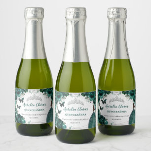 Silver Emerald Floral Quinceañera Birthday Gevor