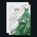 Silver Emerald Green Sparkle Dress Sweet 16 Einladung<br><div class="desc">Silver Emerald Green Sparkle Dress Princess Sweet 16 Einladung</div>