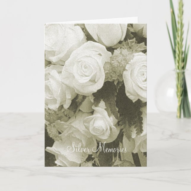 Silver Erinnerungen Sepia Rose Jubiläumskarte Karte (Vorderseite)