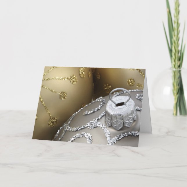 Silver et or chatoyants, une carte de Noël (Devant)