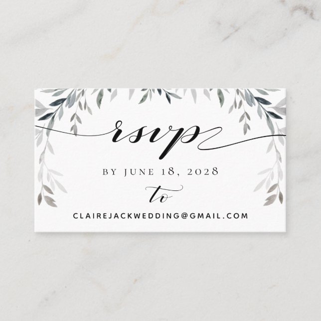 Silver Eucalyptu Greenery Wedding Carte en ligne R (Devant)
