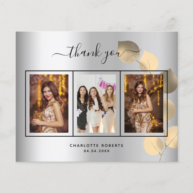 Silver eucalyptus Foto Geburtstag danke Karte (Vorderseite)