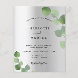 Silver eucalyptus Greenery Moderne Budget Hochzeit Flyer