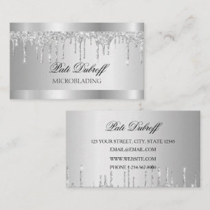 Silver Eyebrow Salon Microblading Glitzer Visitenkarte