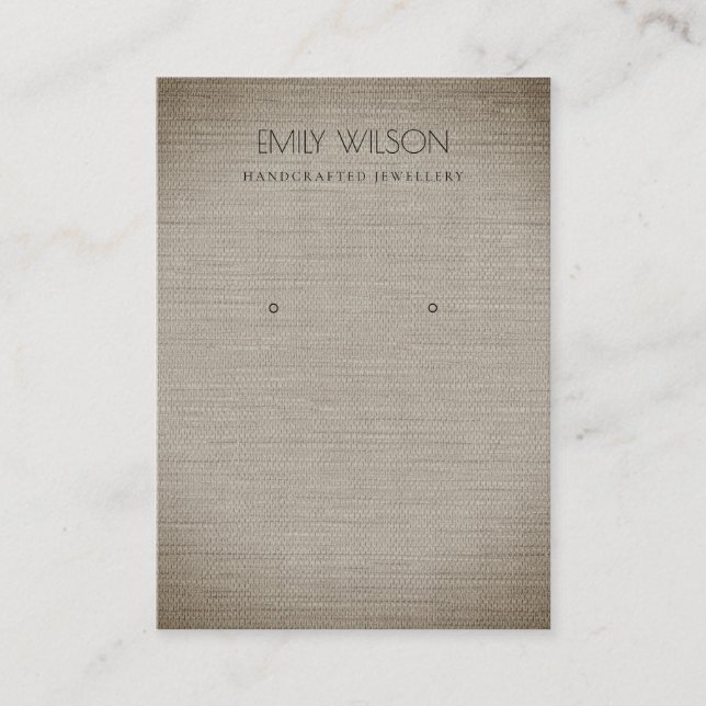 SILVER FABRIC FOIL CANE TEXTURE EARRING DISPLAPLAY VISITENKARTE (Vorderseite)