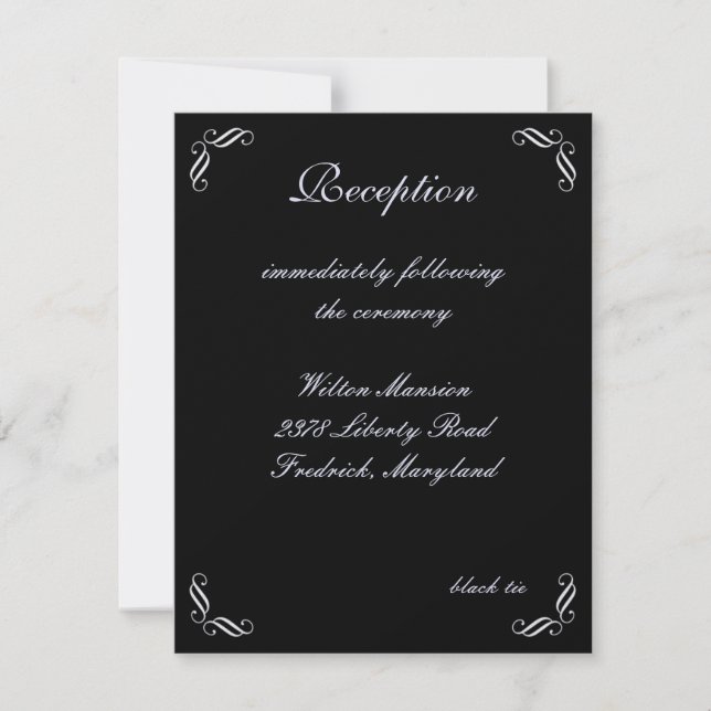 Silver Fairy Tale Empfang Card (schwarz) Einladung (Vorderseite)