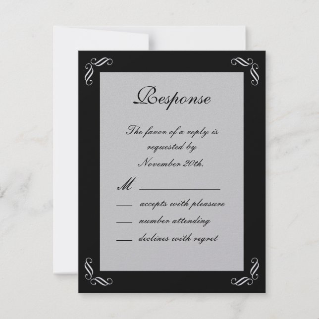 Silver Fairy Tale UAWG (schwarz) RSVP Karte (Vorderseite)