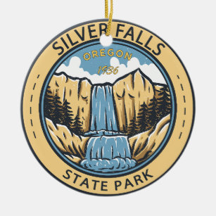 Silver Falls Staat Park Oregon Abzeichen Vintag Keramik Ornament