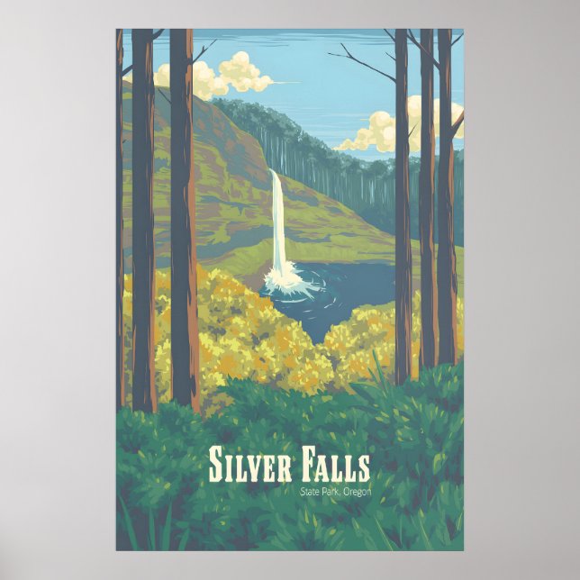 Silver Falls State Park Oregon Reiseplakat Poster (Vorne)