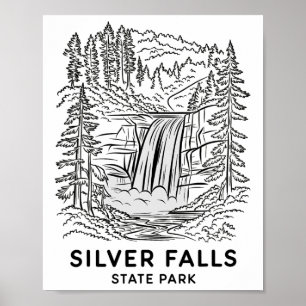 Silver Falls State Park Oregon Wasserfall Camping Poster