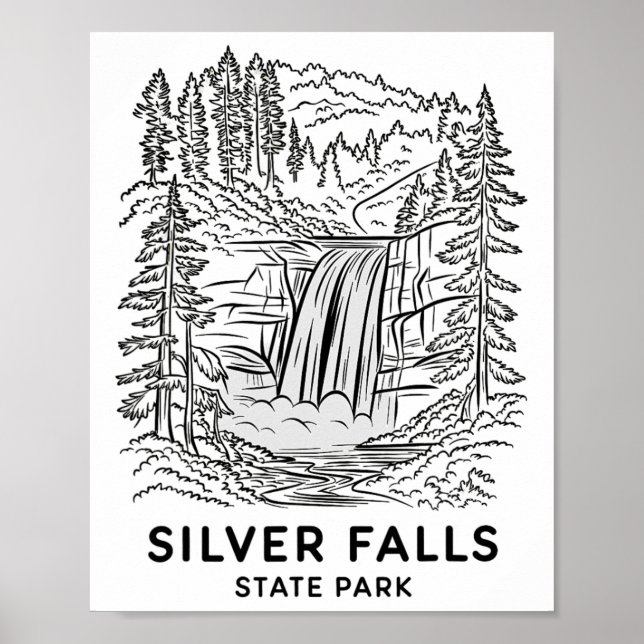 Silver Falls State Park Oregon Wasserfall Camping  Poster (Vorne)