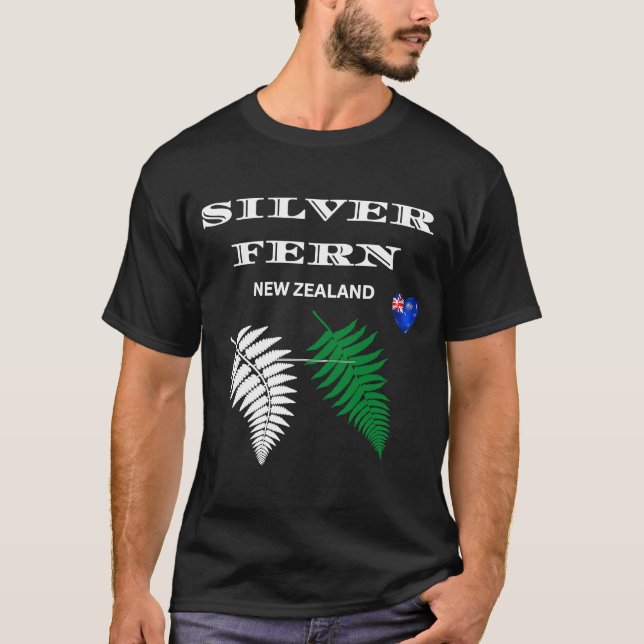 Silver Fern Neuseelands Flagge Kiwi L T-Shirt (Vorderseite)