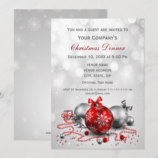 Silver Festivals Corporate Christmas Party Einladu Einladung (Vorne/Hinten)