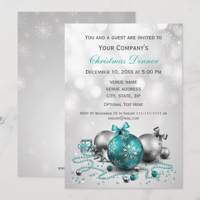 Silver Festivals Corporate Christmas Party Einladu Einladung (Vorne/Hinten)