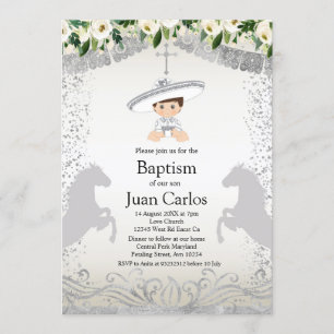 Silver Fiesta Boy Taufe Christening Einladung