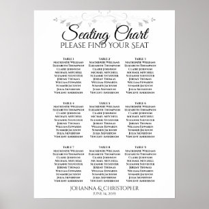 Silver Filigree 9 Tabelle Hochzeitskarte Poster