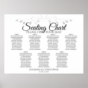 Silver Filigree Chic 7-Tisch-Hochzeits-Sitzplan Poster