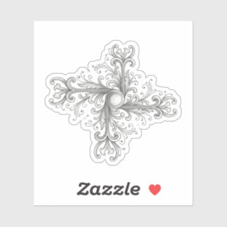 Silver Filigree Pearl Quatrefoil Aufkleber