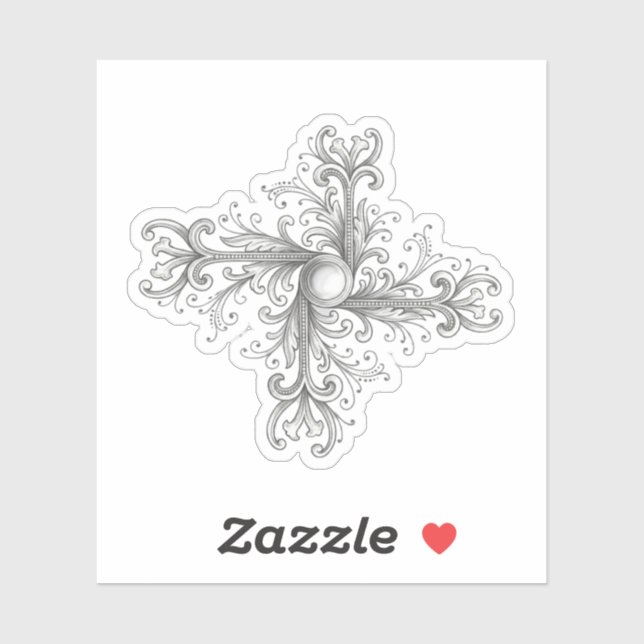 Silver Filigree Pearl Quatrefoil Aufkleber (Blatt)