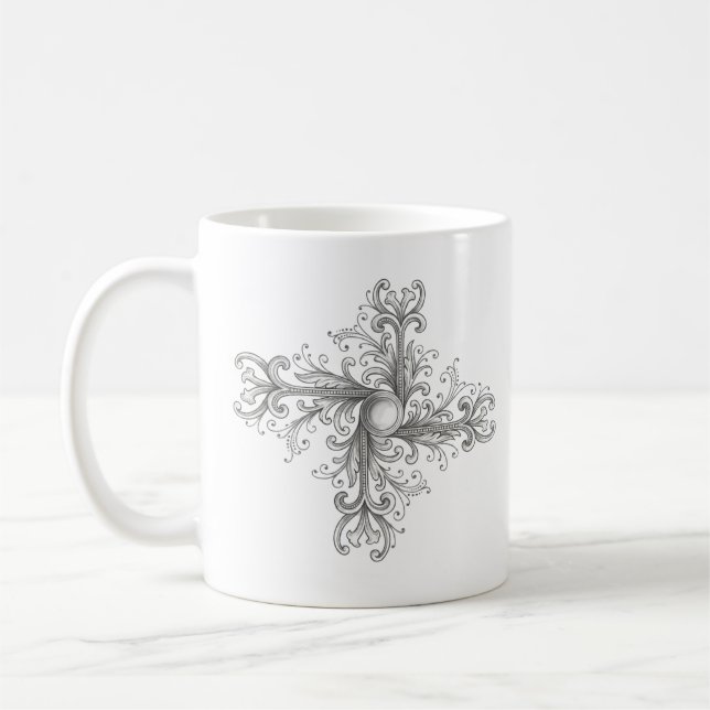Silver Filigree Pearl Quatrefoil Kaffeetasse (Links)