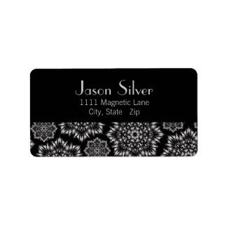 Silver Flame Black Address Labels Adressaufkleber