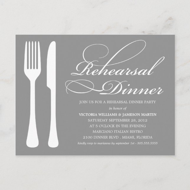 SILVER FLATWARE | PROBE DINNER INVITE EINLADUNGSPOSTKARTE (Vorderseite)