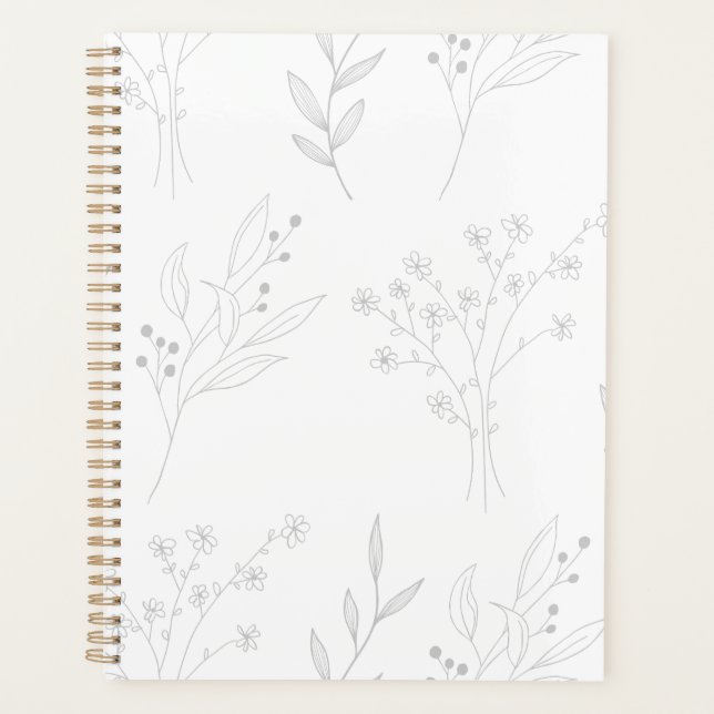 Silver Floral Boho Wedding Planer (Vorderseite)