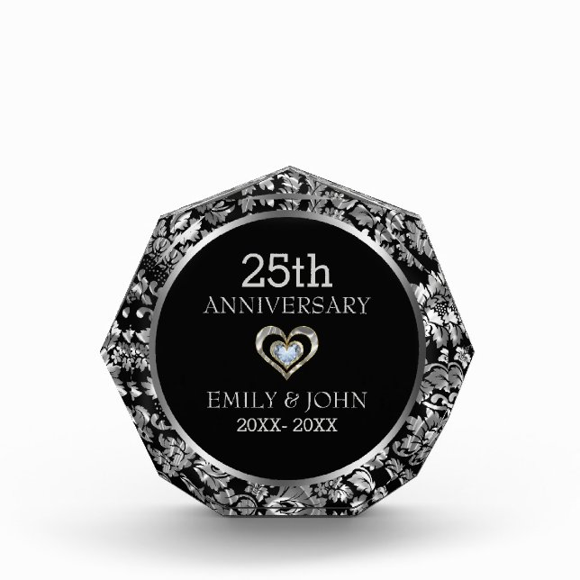 Silver Floral Damask Fotoblock (Vorderseite)