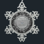 Silver Floral Diamonds 50 th Wedding Jubiläum Schneeflocken Zinn-Ornament<br><div class="desc">Elegante silberne florale Wirbel 50. Hochzeitstag Schmuck.</div>