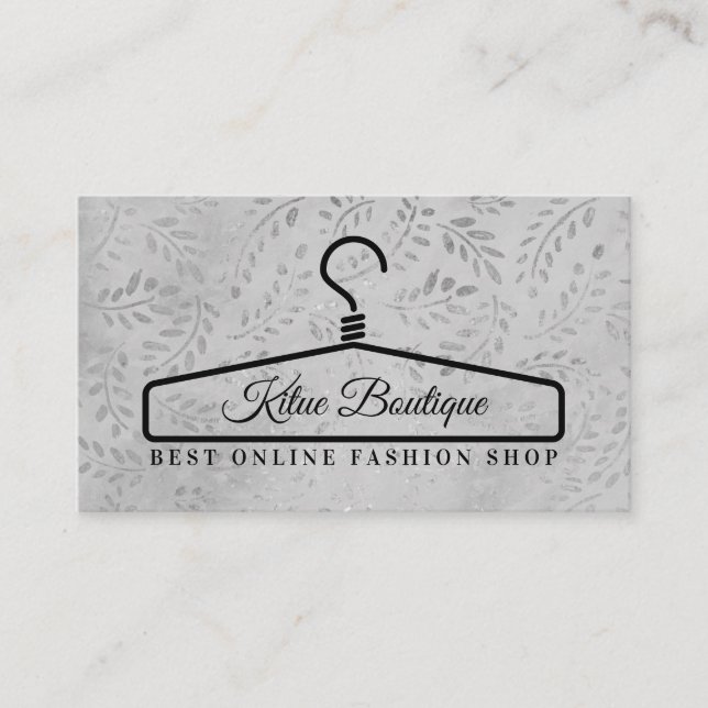 Silver Floral Fashion Dress Hanger Visitenkarte (Vorderseite)