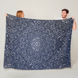 Silver Floral Mandala Fleecedecke