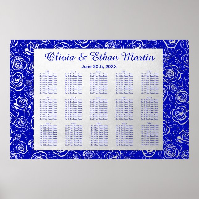 Silver Floral on Royal Blue Poster (Vorne)