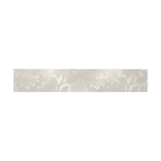 Silver Floral Pattern Bellyband Einladungsbanderole (Flach)