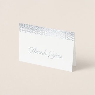 Silver Floral Snowflake Scallop Vielen Dank Folienkarte
