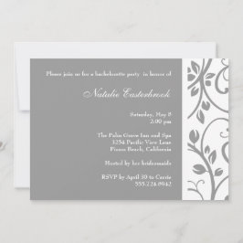 Silver Floral Vine Junggeselinnen-Abschied Einladu Einladung