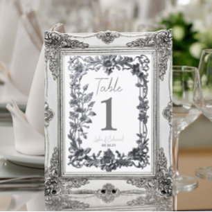 Silver Floral Vintag Tischnummer Card